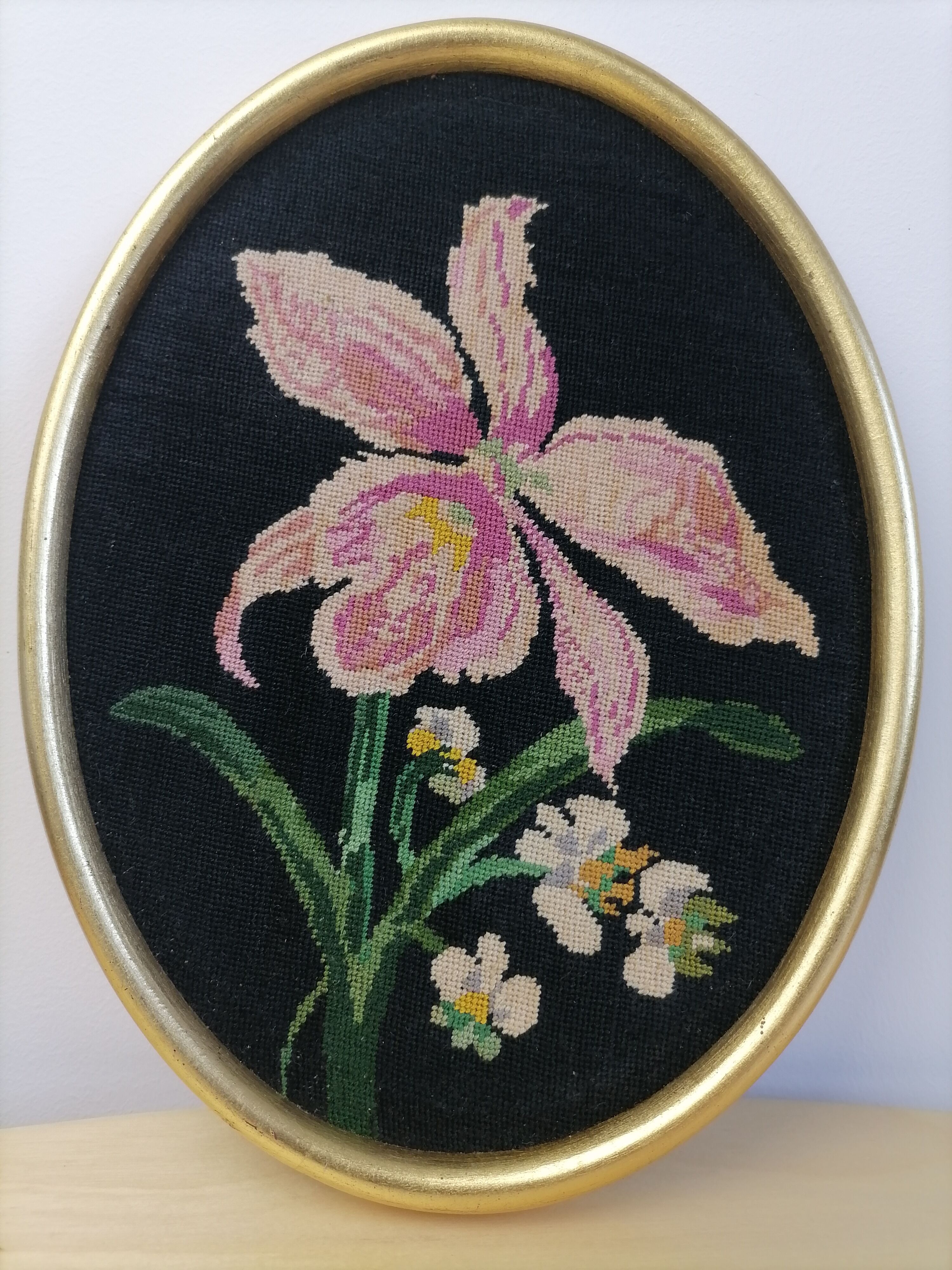 Framed antique embroidery
