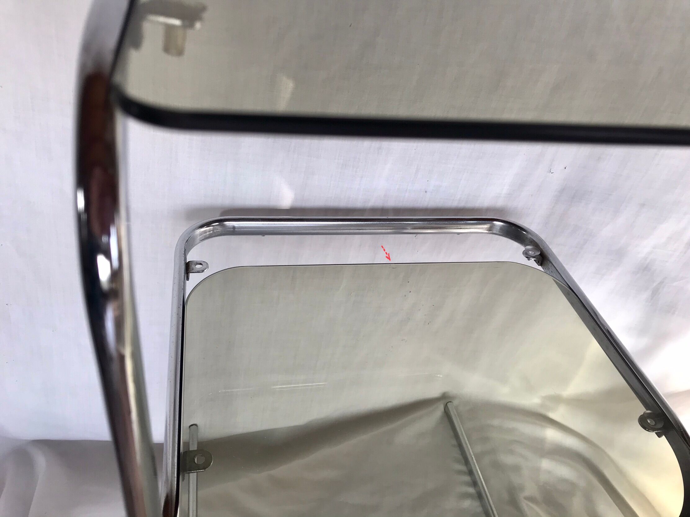 Bedside tables 70s glass and chrome