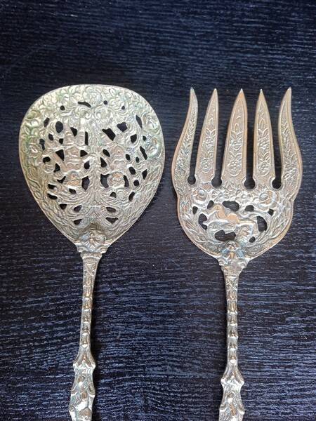 Ugo Bellini Vintage Silver Plated Bronze Cutlery / Serving Tongs