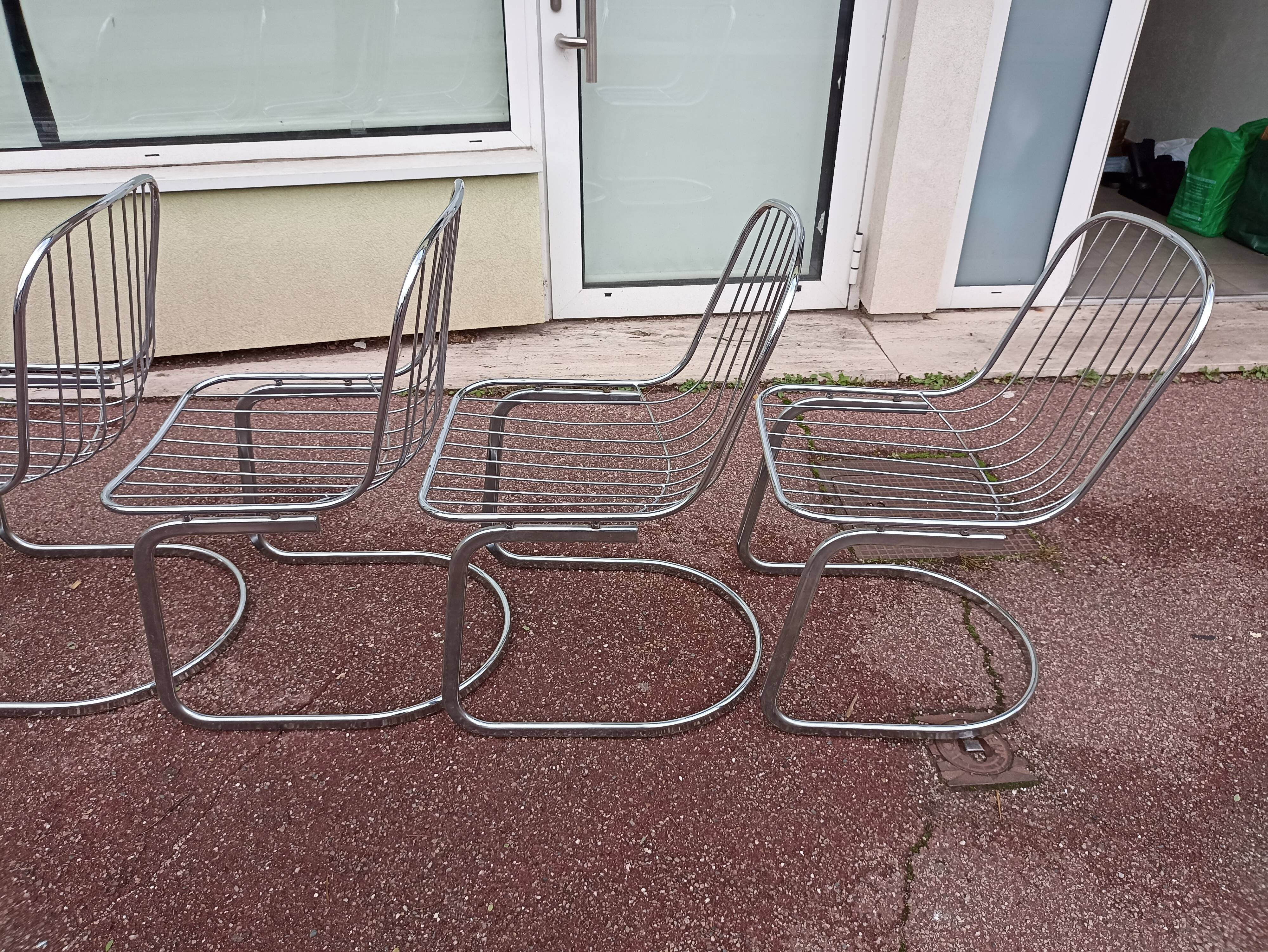 Set of 6 chrome chairs
