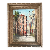 Tableau : Huile sur toile - ruelle animée au Portugal