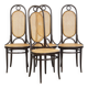 Lot de 4 chaises hautes vintage en bois courbé « Long John » de Thonet