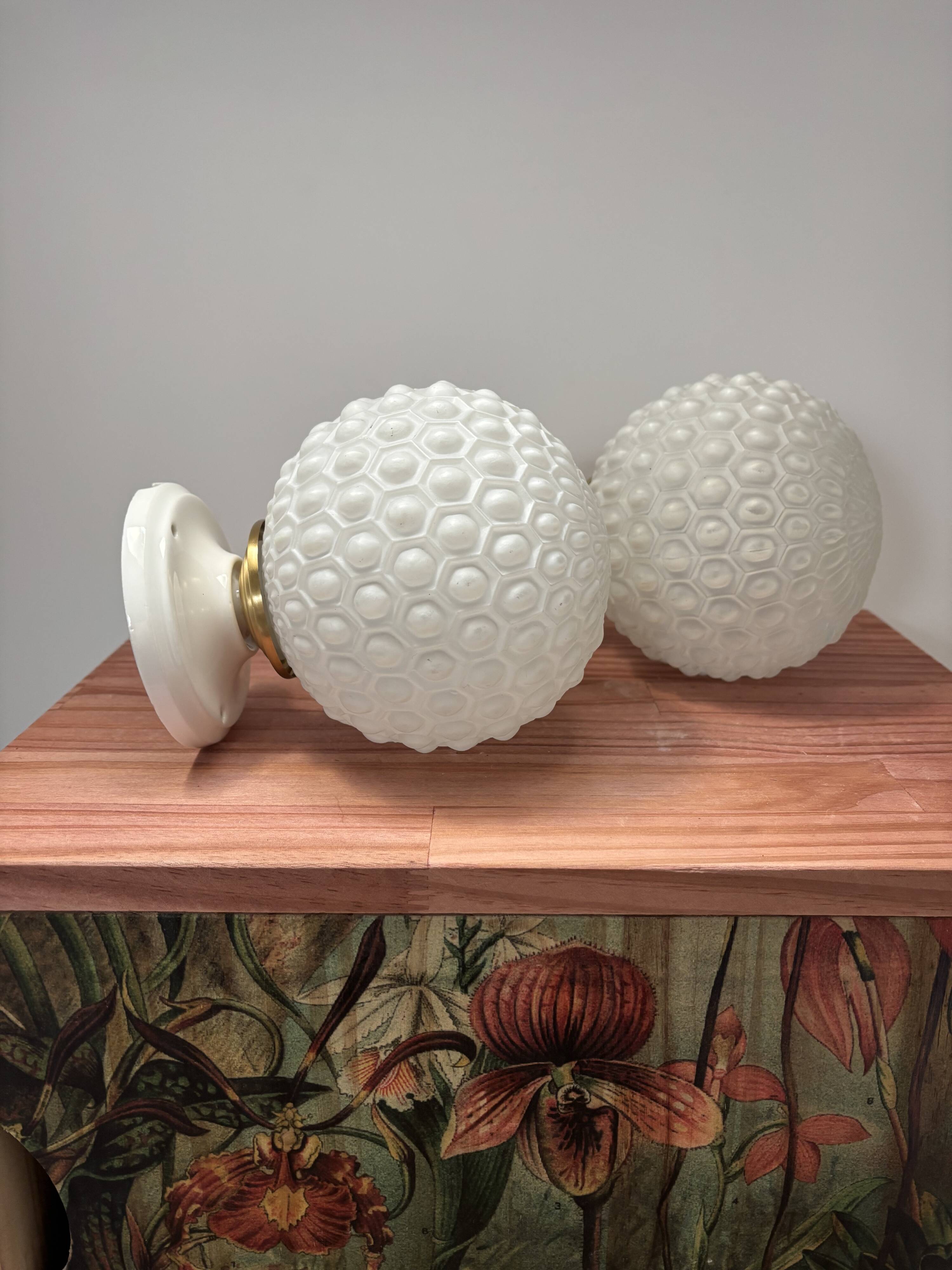 Pair of vintage Art Deco globe wall lights