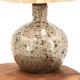 Lampe boule en céramique grès de Guy Baudat, abat jour raphia, années 70