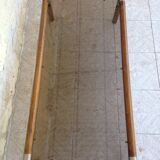 Table design bass, vintage, 70s wood and smoked glass