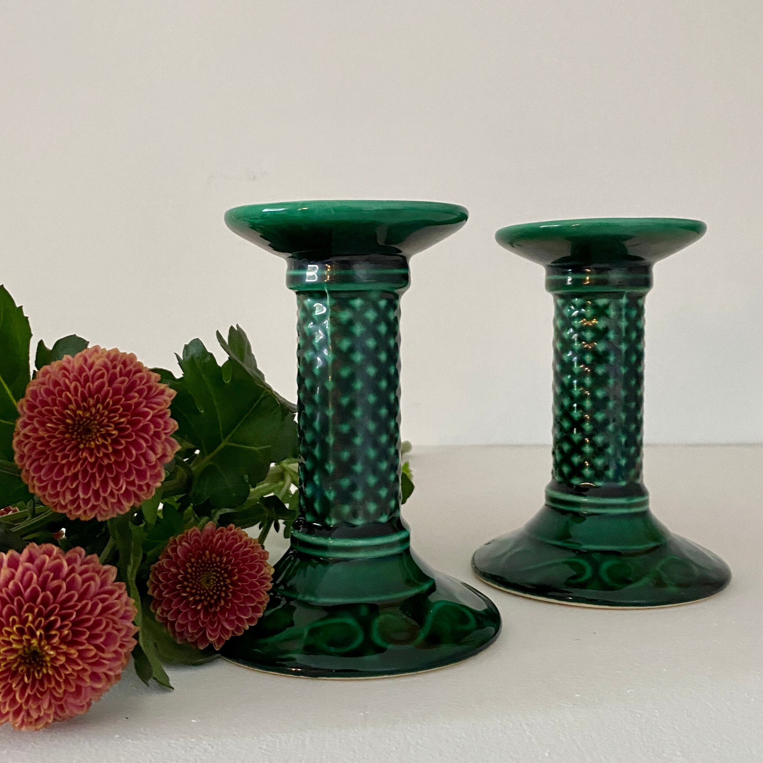 Pair of vintage art deco ceramic candle holders