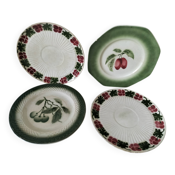 4 assiettes à dessert fruits d’été vintage