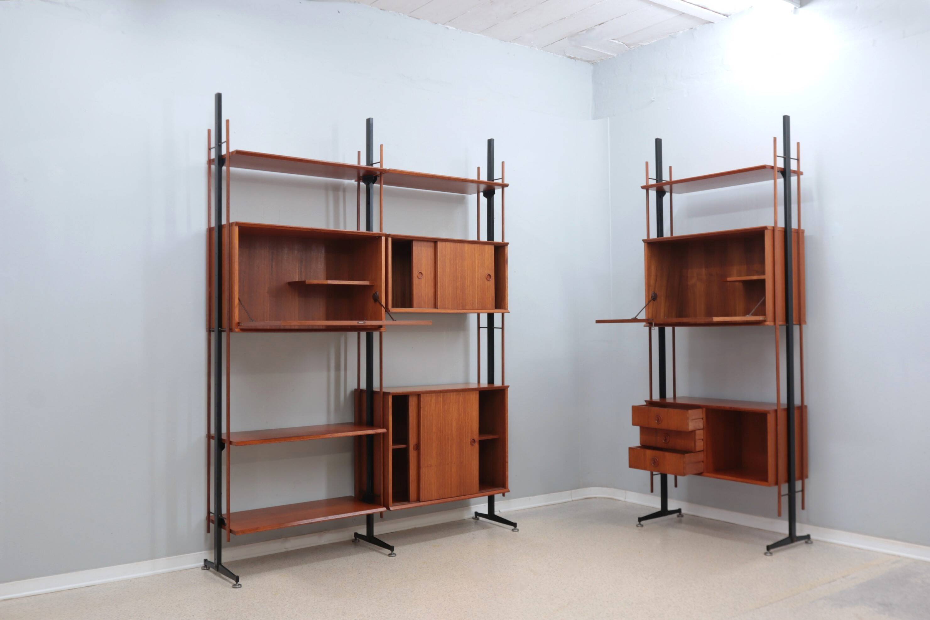 Mid century modular blonde teak bookcase 1960s