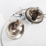 Hanging lamp up and down white opaline globe and aluminum chrome