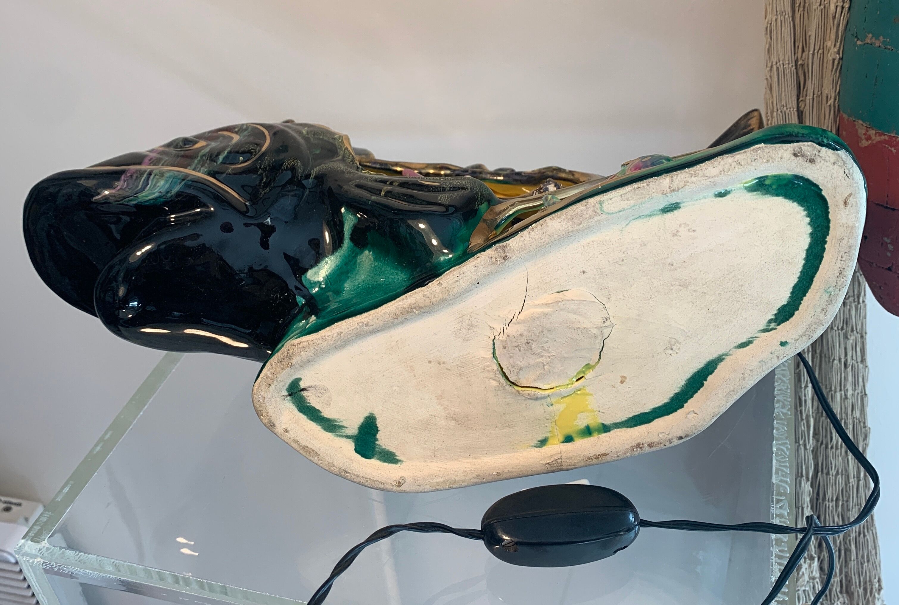 Lamp night light fish ceramic 1960
