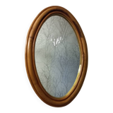 Oval rattan mirror, 1960s