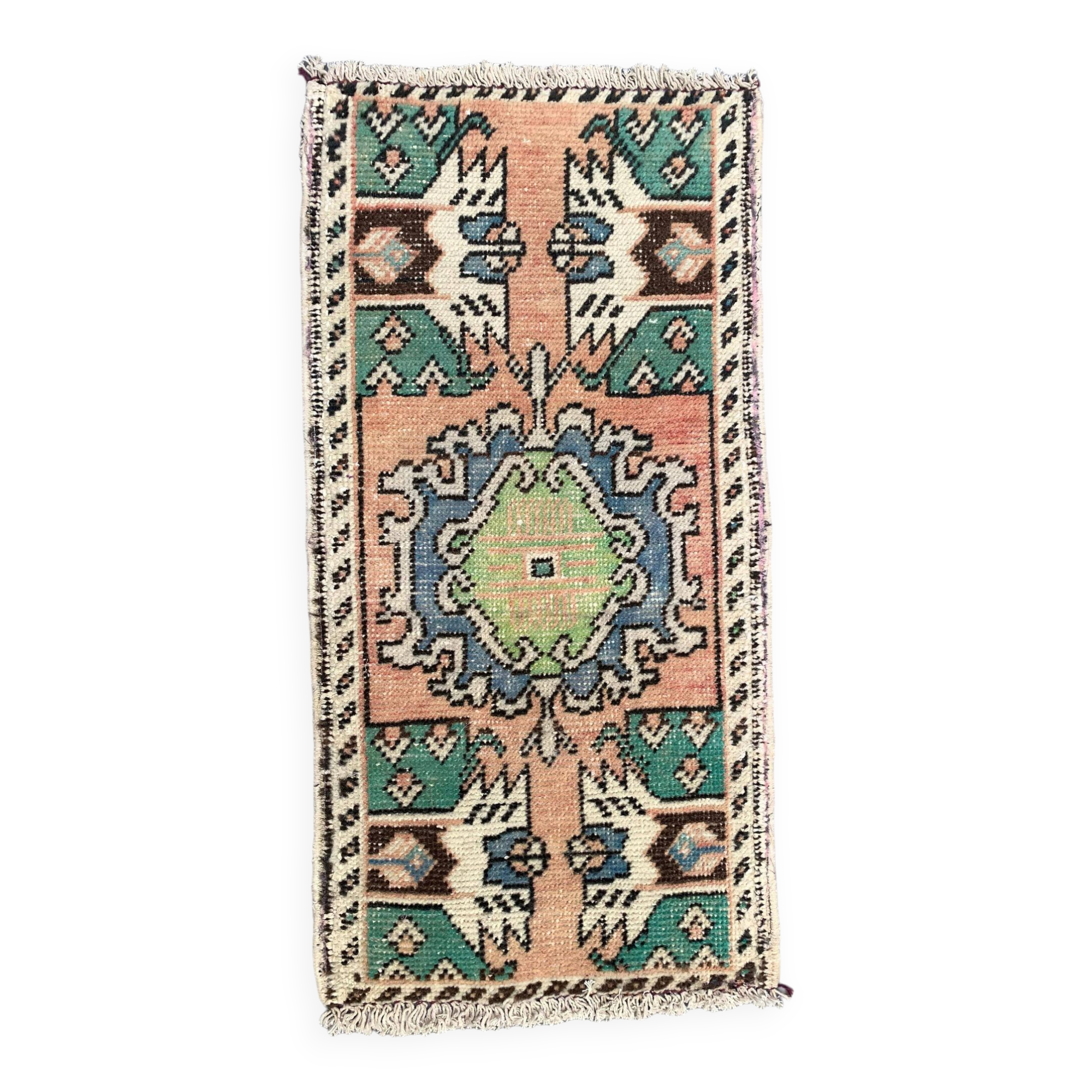 Small Vintage Turkish Rug 87x56 cm, Short Runner, Tribal, Shabby, Mini Carpet