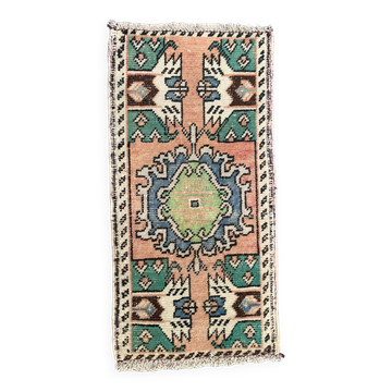 Petit tapis turc vintage 87x56 cm, Short Runner, Tribal, Shabby, Mini Tapis