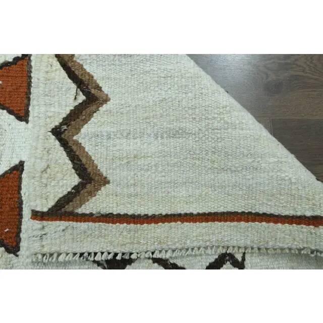 1970s Vintage Turkish Oushak Handmade Wool Cotton White Runner Rug 91x328