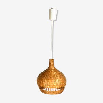 Suspension scandinave des années 1960 avec abat-jour en osier, Danemark