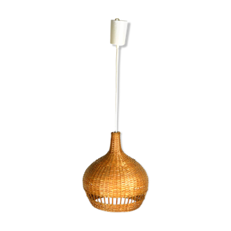 1960s scandinavian ceiling lamp with wicker shade, Denmark