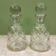 Baccarat beautiful pair of cut crystal carafes with crossed bevels | decanter