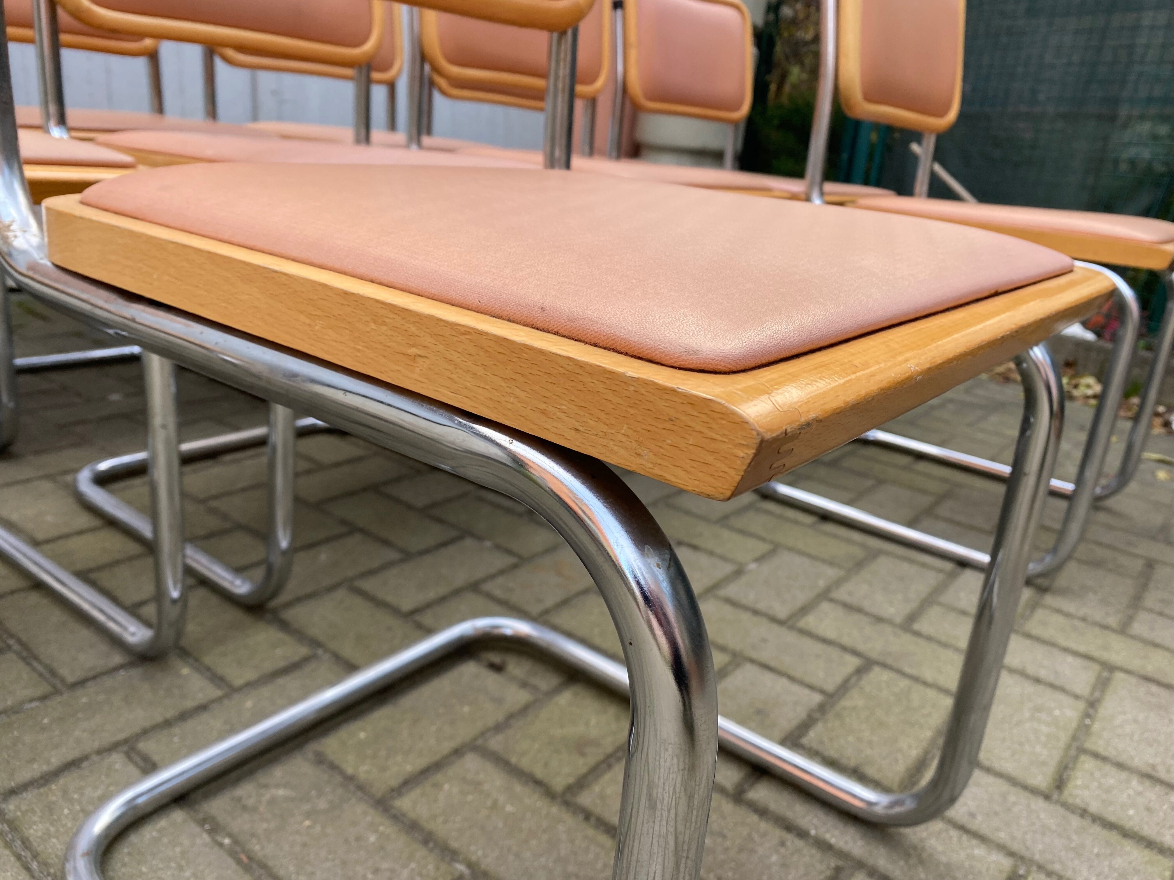 set of 6 chairs by Marcel Breuer Cesca B32 skaï 1960