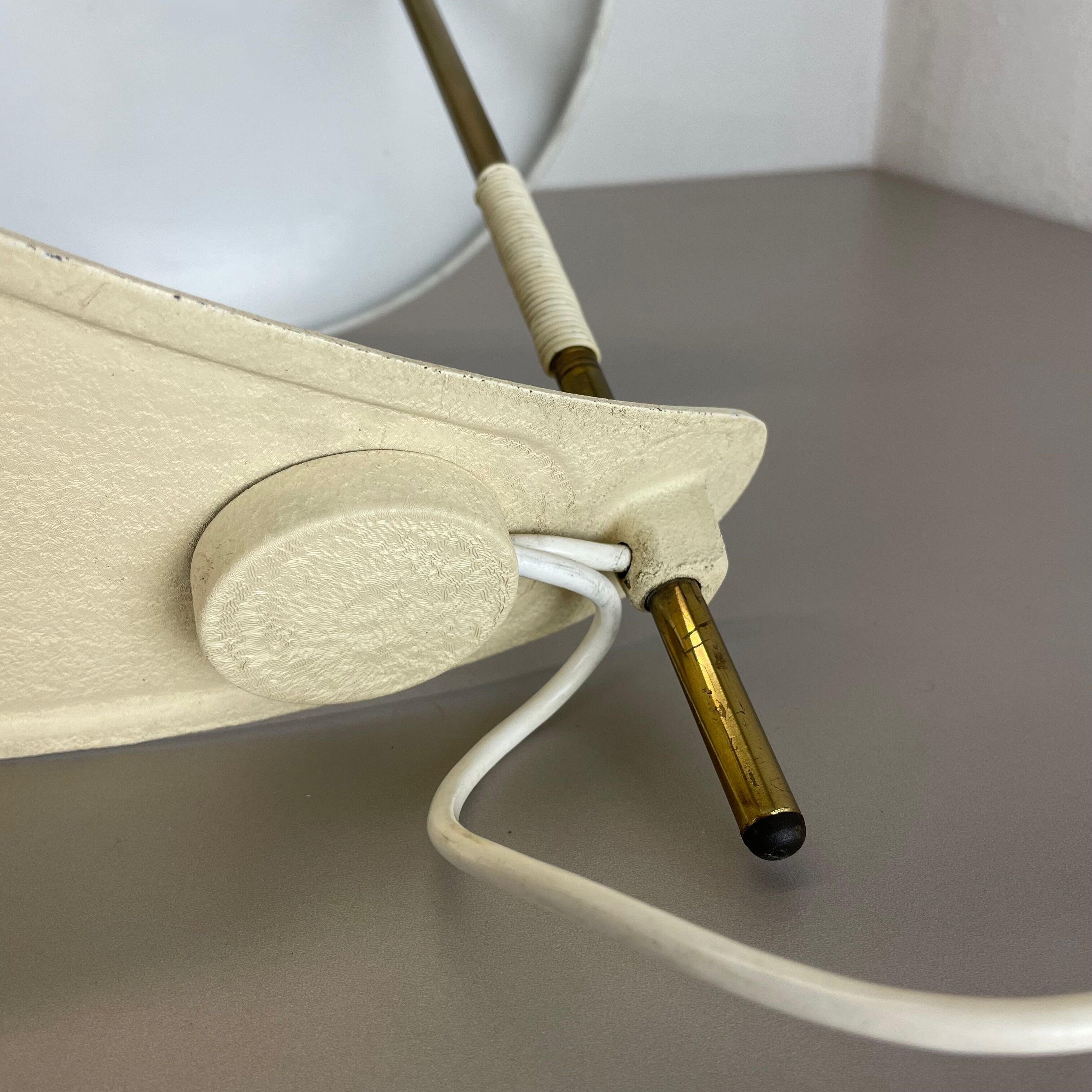 Modernist kalmar sytle Bauhaus beige metal and brass desk light, Austria, 1950s