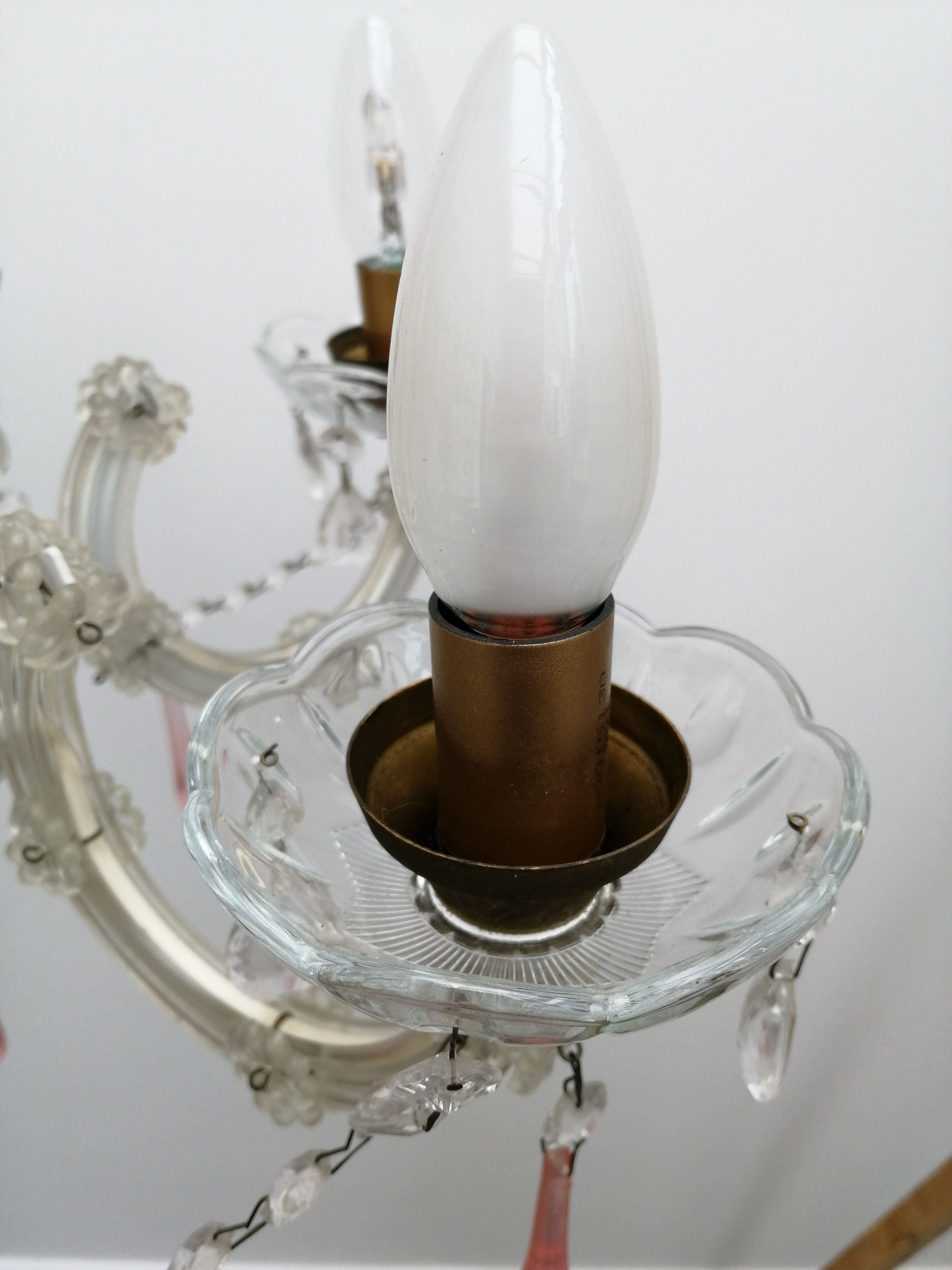 Pink stamps chandelier