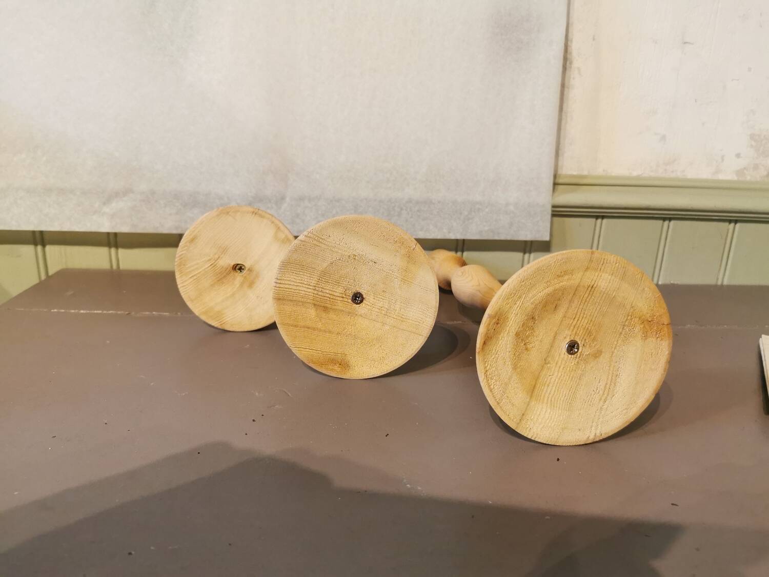 Trio of cedar wood candle holders Morocco