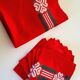 Set of tablecloth and 6 napkins Antique Basque cotton linen France 1950