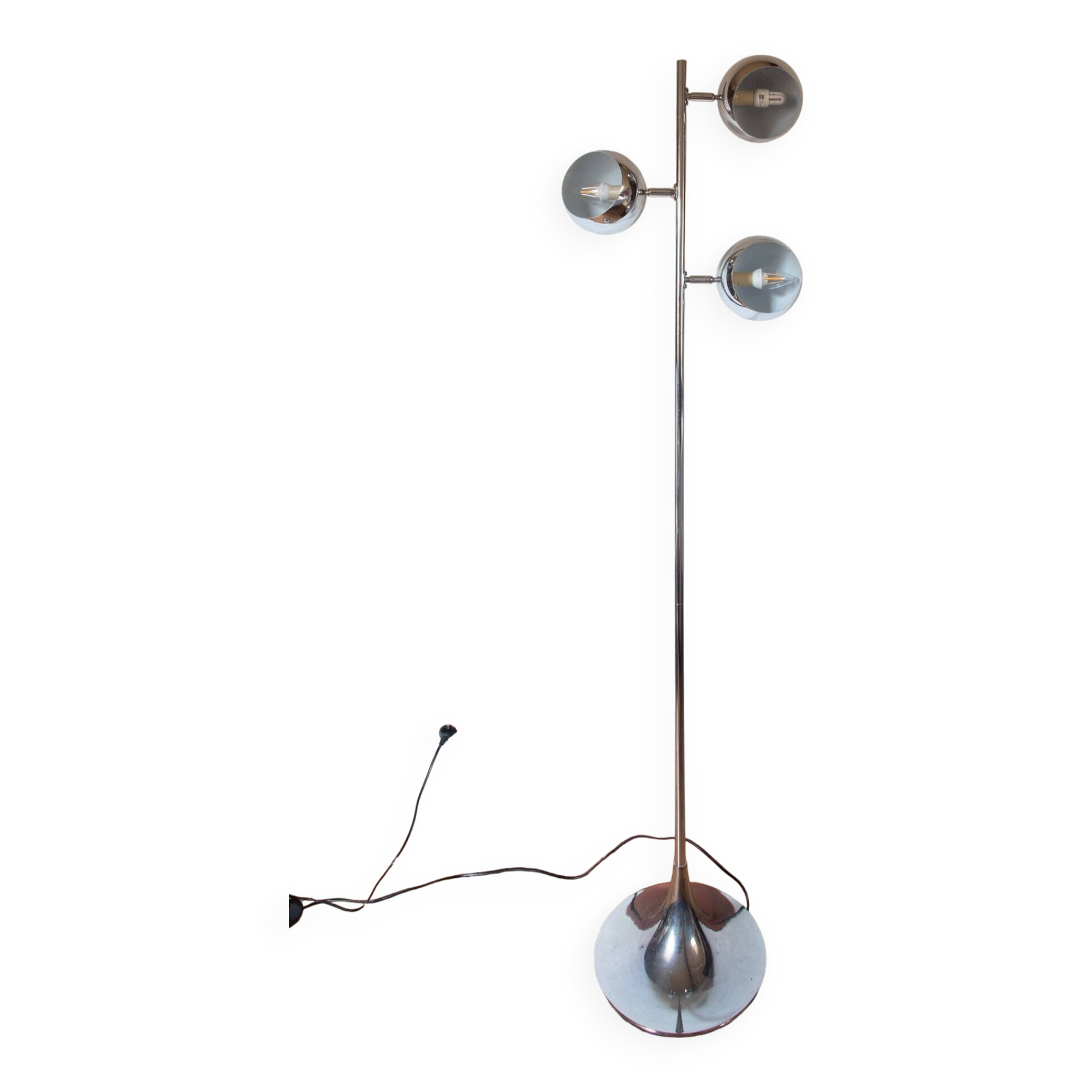 Vintage "Eye Ball" chrome floor lamp 3 adjustable globes