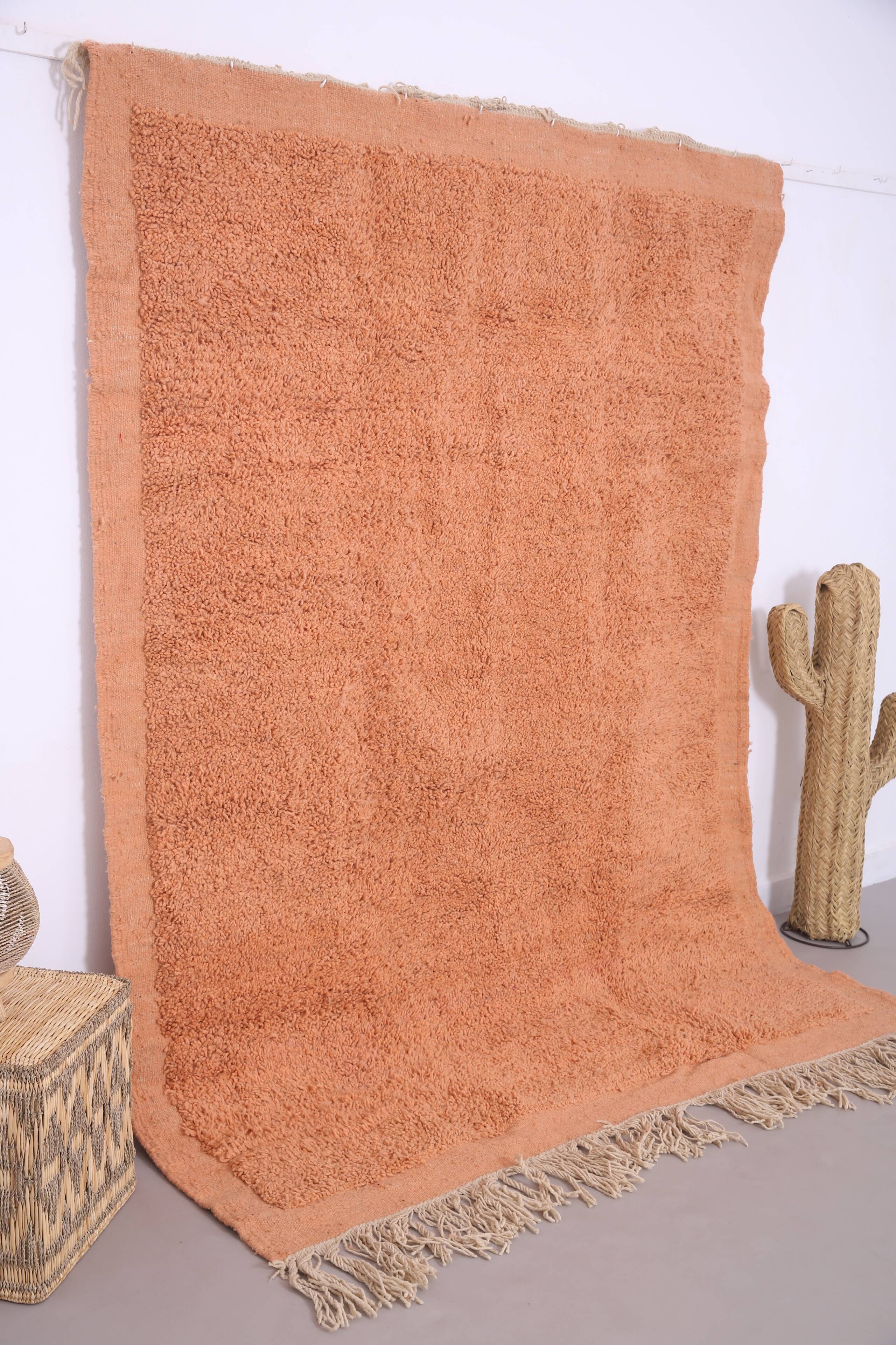 Peach Vintage Moroccan Rug 187 x 252 cm - Handmade Berber Wool Rug Boho