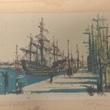 Jean Carzou (1907-2000), view of a port - litho artist's proof signed 1954