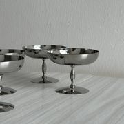 6 matte stainless steel footed bowls