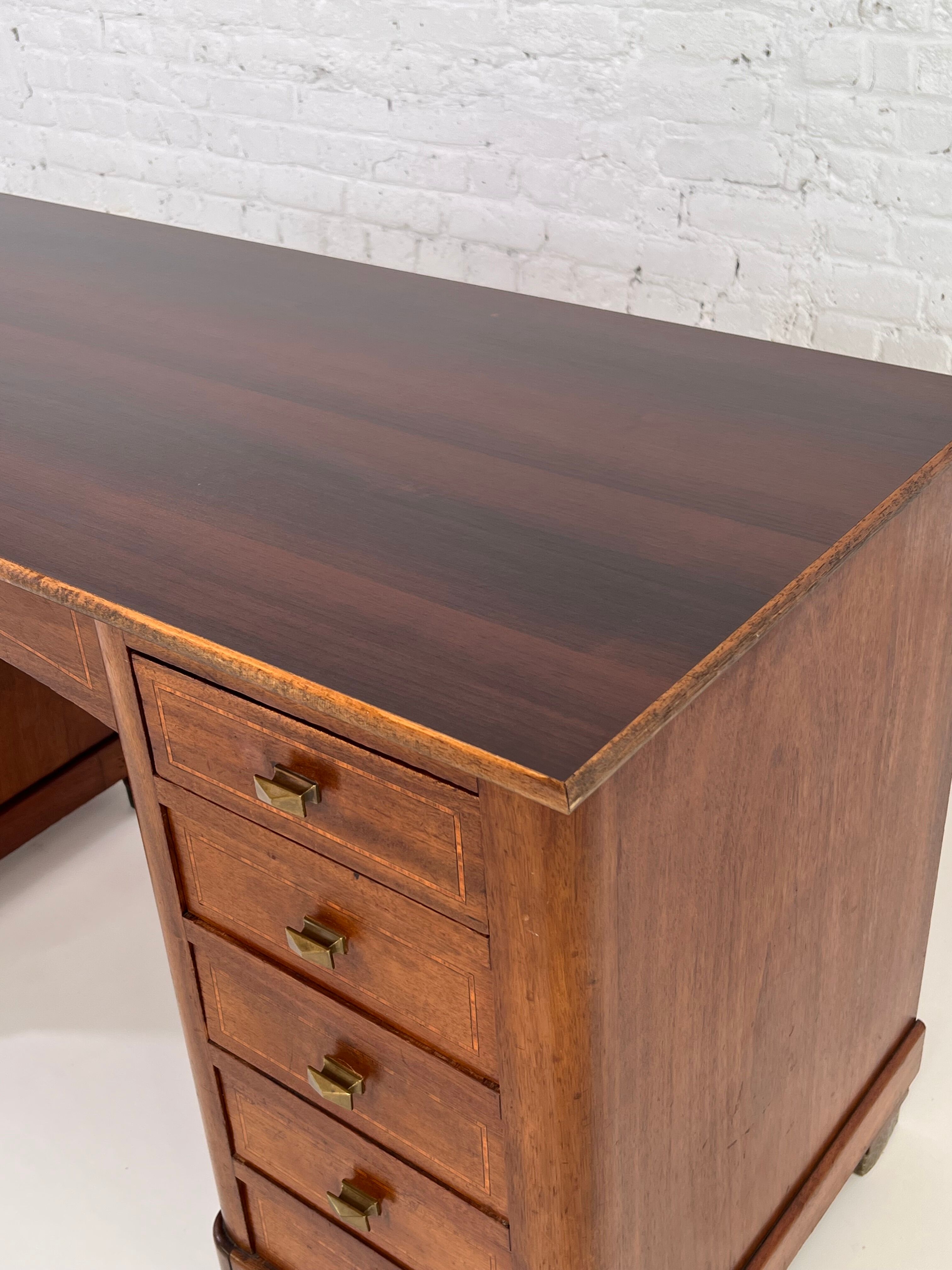 Old office 40s - 50s in wood, marquetry and brass