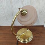 Art deco brass lamp and granite glass