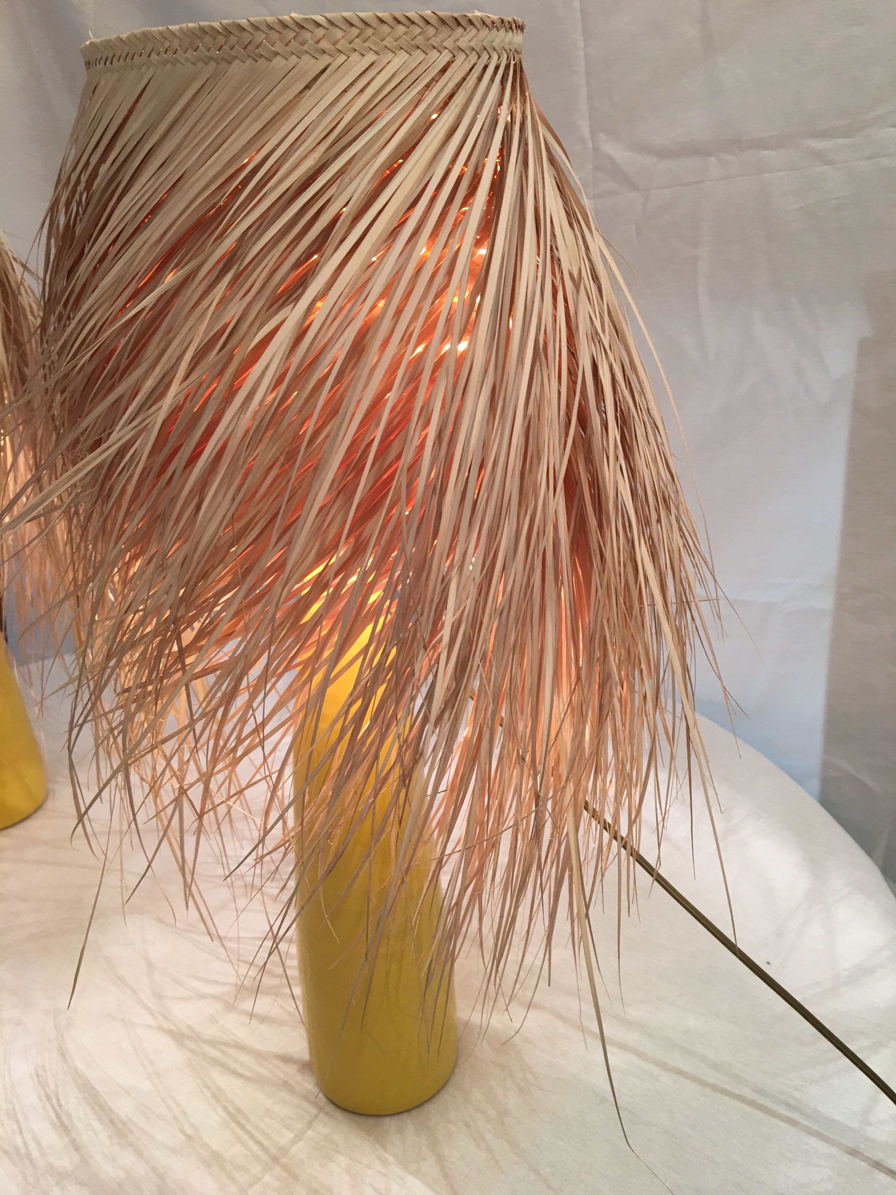 Yellow ceramic lamps pair