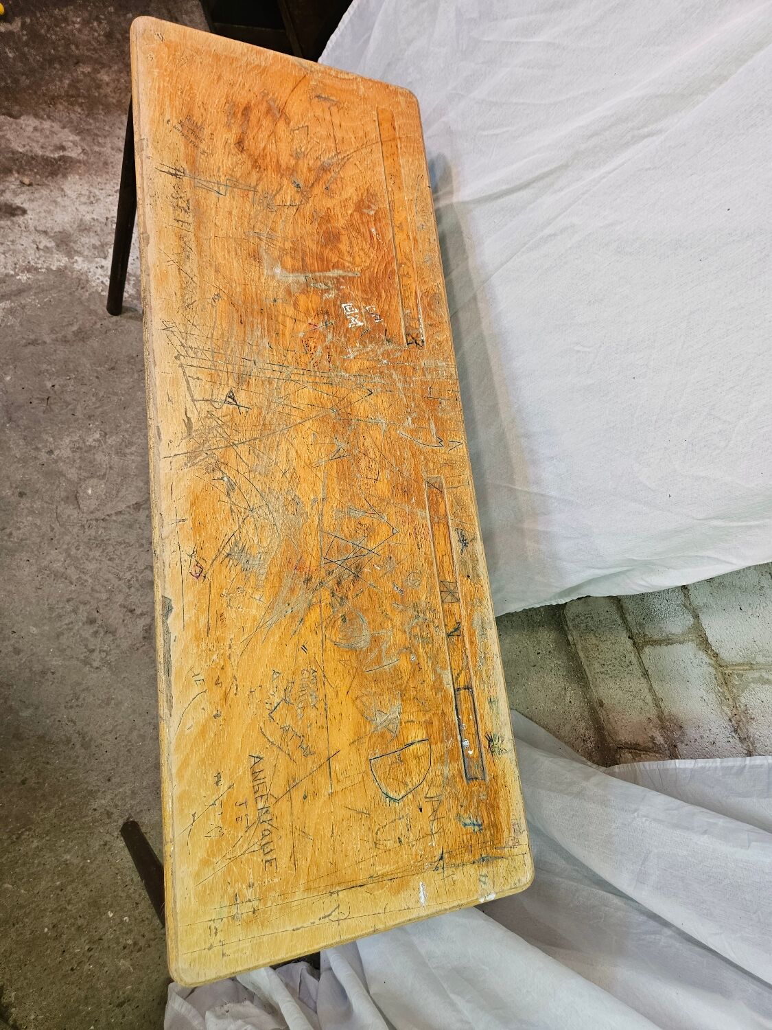 Double school desk 1970