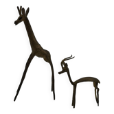 Animaux en laiton africains girafe et gazelle