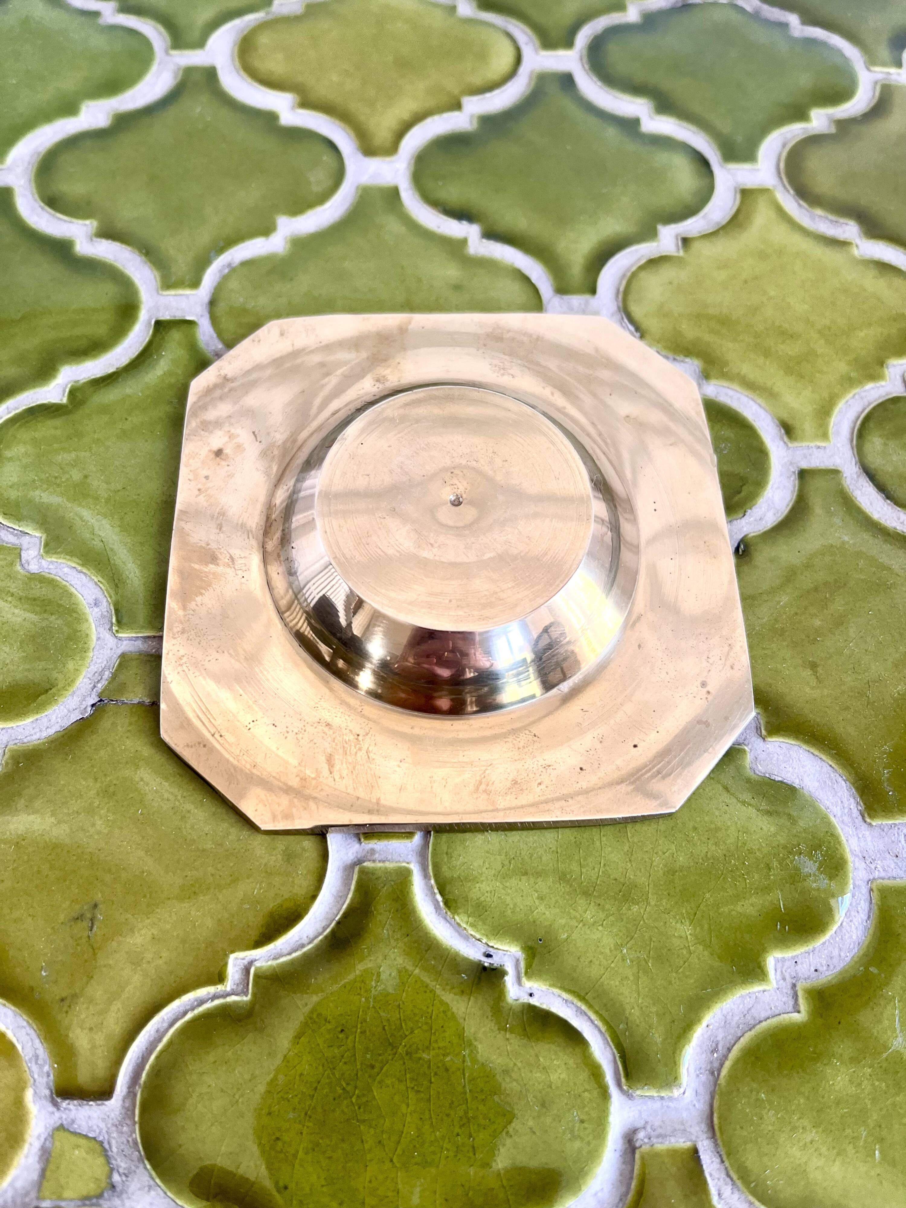 Mother-of-pearl and brass ashtray