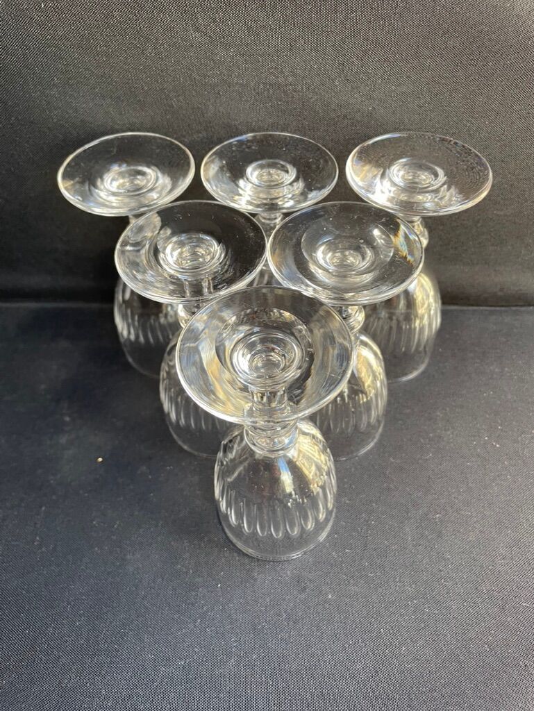 Decanter and 6 cut crystal porto glasses XIXth