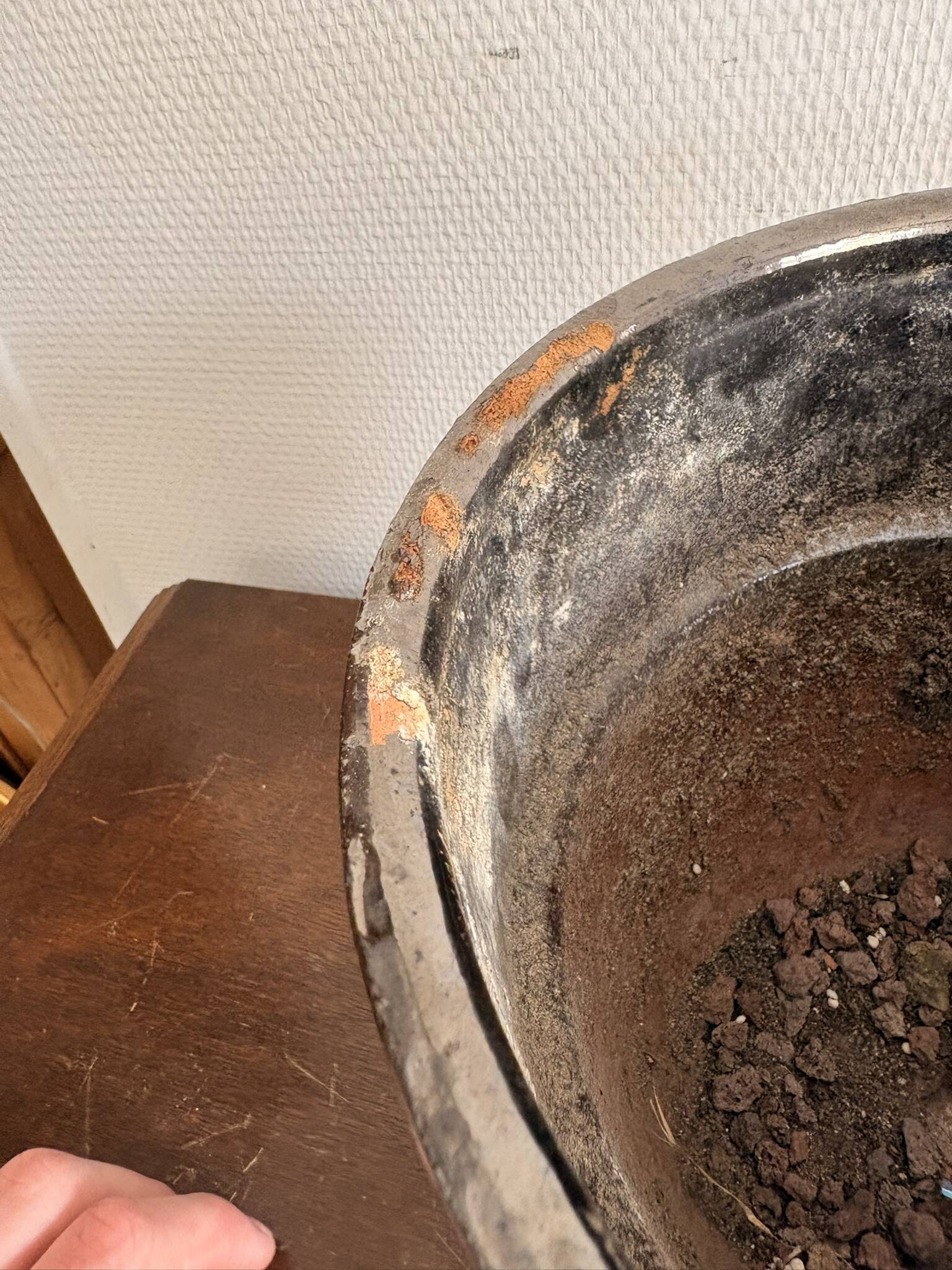 Vintage Red Black Metallic Terracotta Flower Pot
