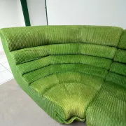 Modular green velvet corner sofa, 1970s