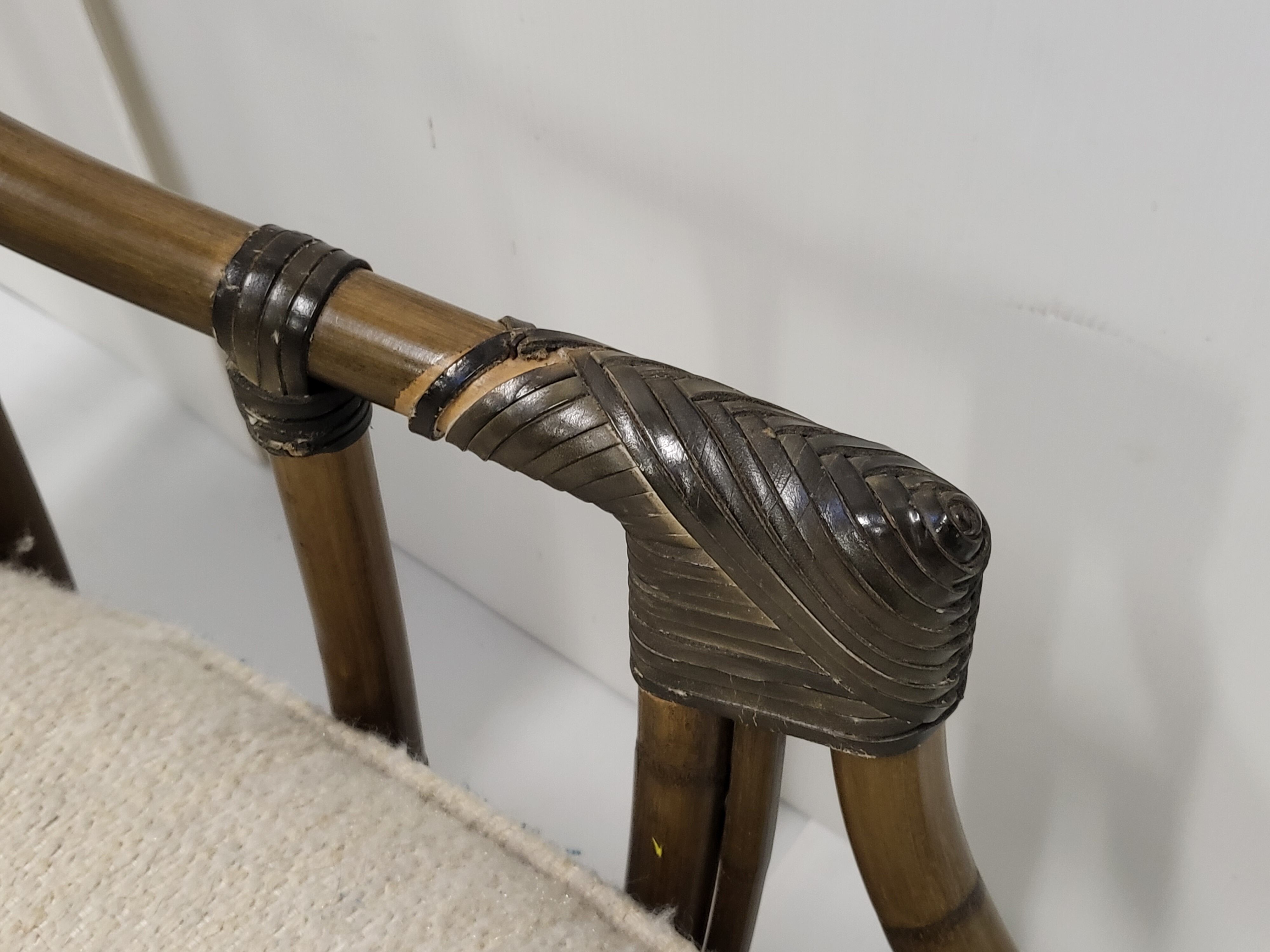 Fauteuil en rotin & laine vintage