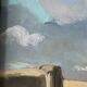 Large oil on panel of a Breton landscape 1950, antique painting signed.
