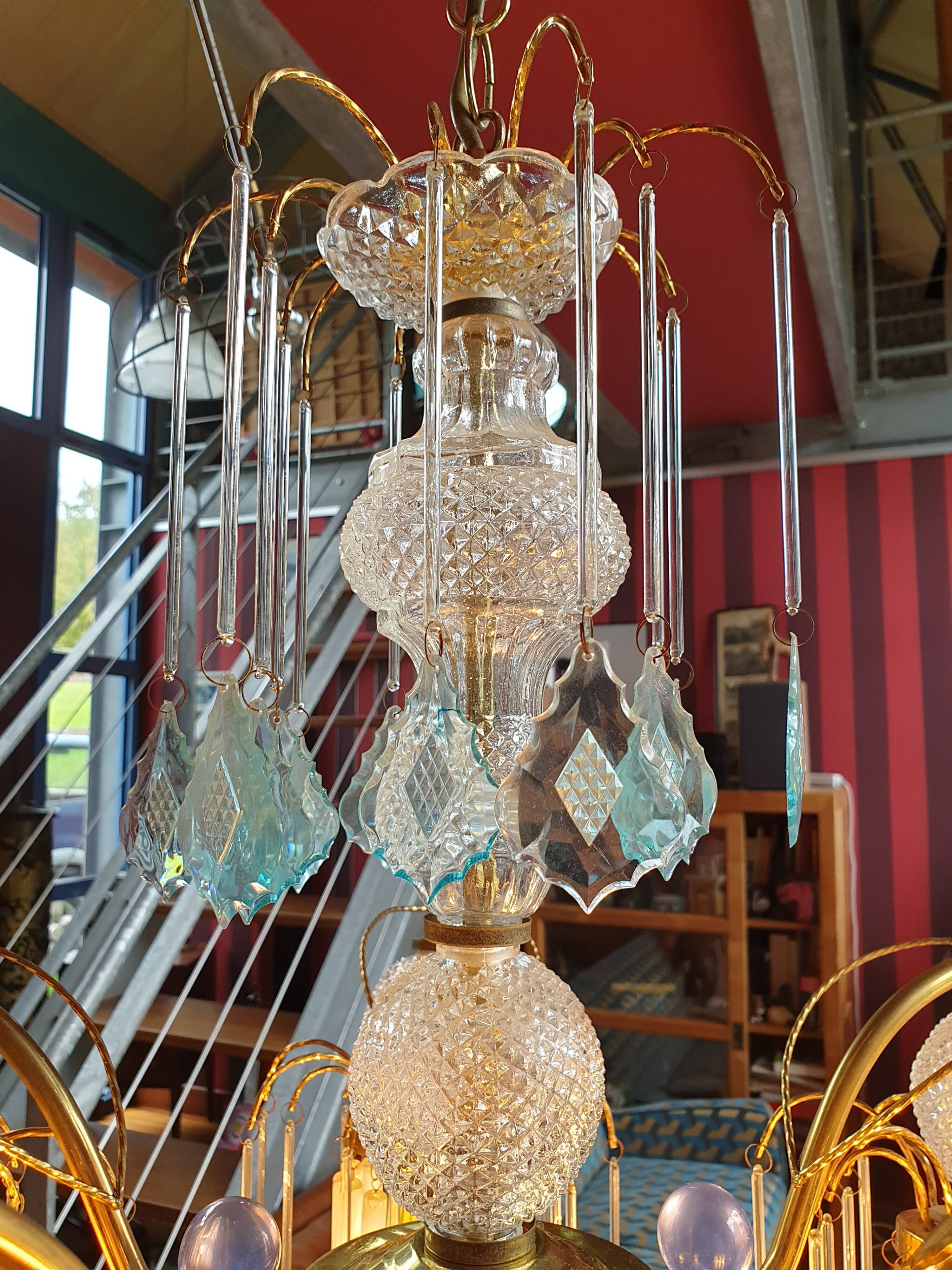 Vintage fountain chandelier glass and plexiglass