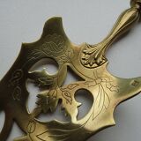 Openwork pie shovel with silver and gold metal hallmarked