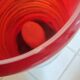 Red/orange Murano glass table lamp in 70s style (1980)