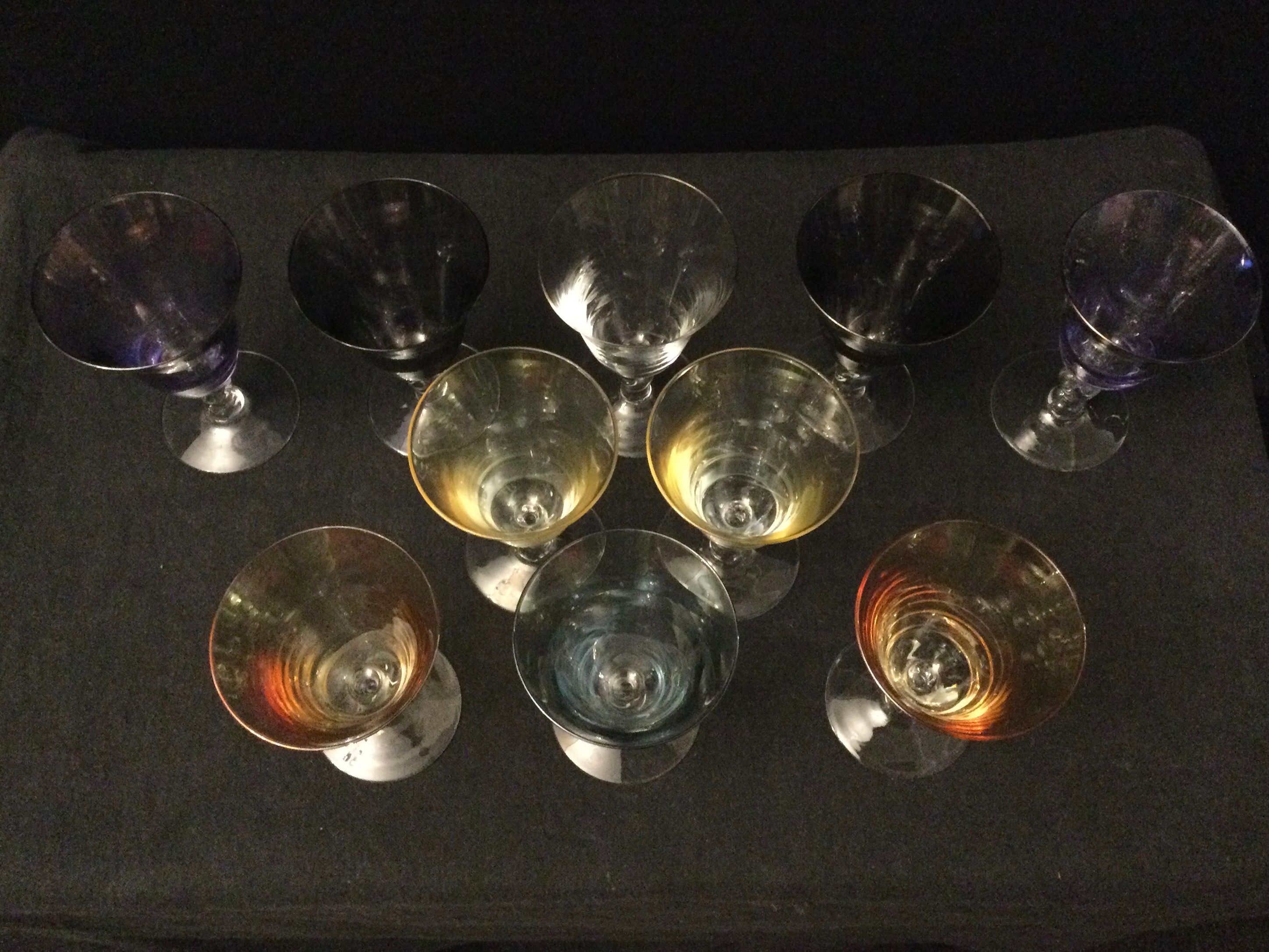 Serie de 10 verres de couleurs