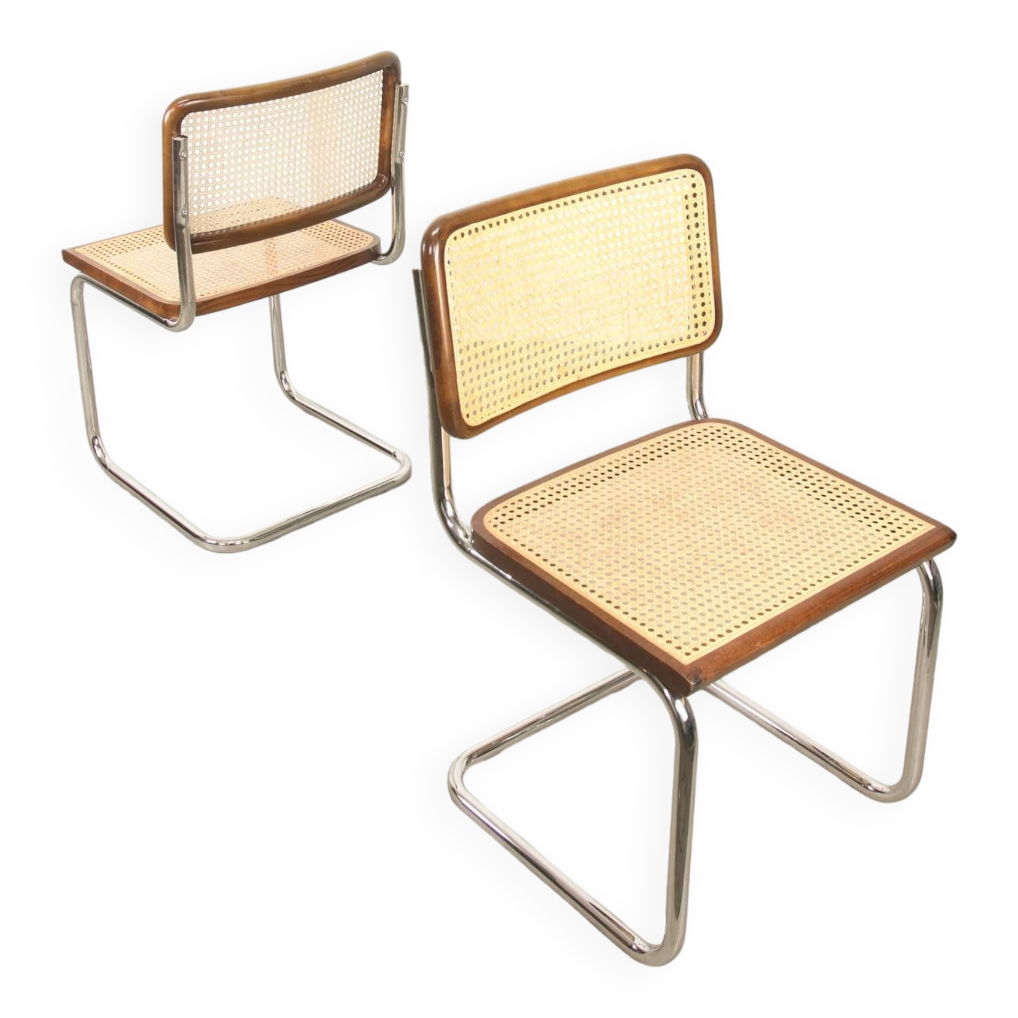 Pair of vintage Cesca B32 brown chairs by Marcel Breuer