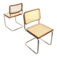 Pair of vintage Cesca B32 brown chairs by Marcel Breuer