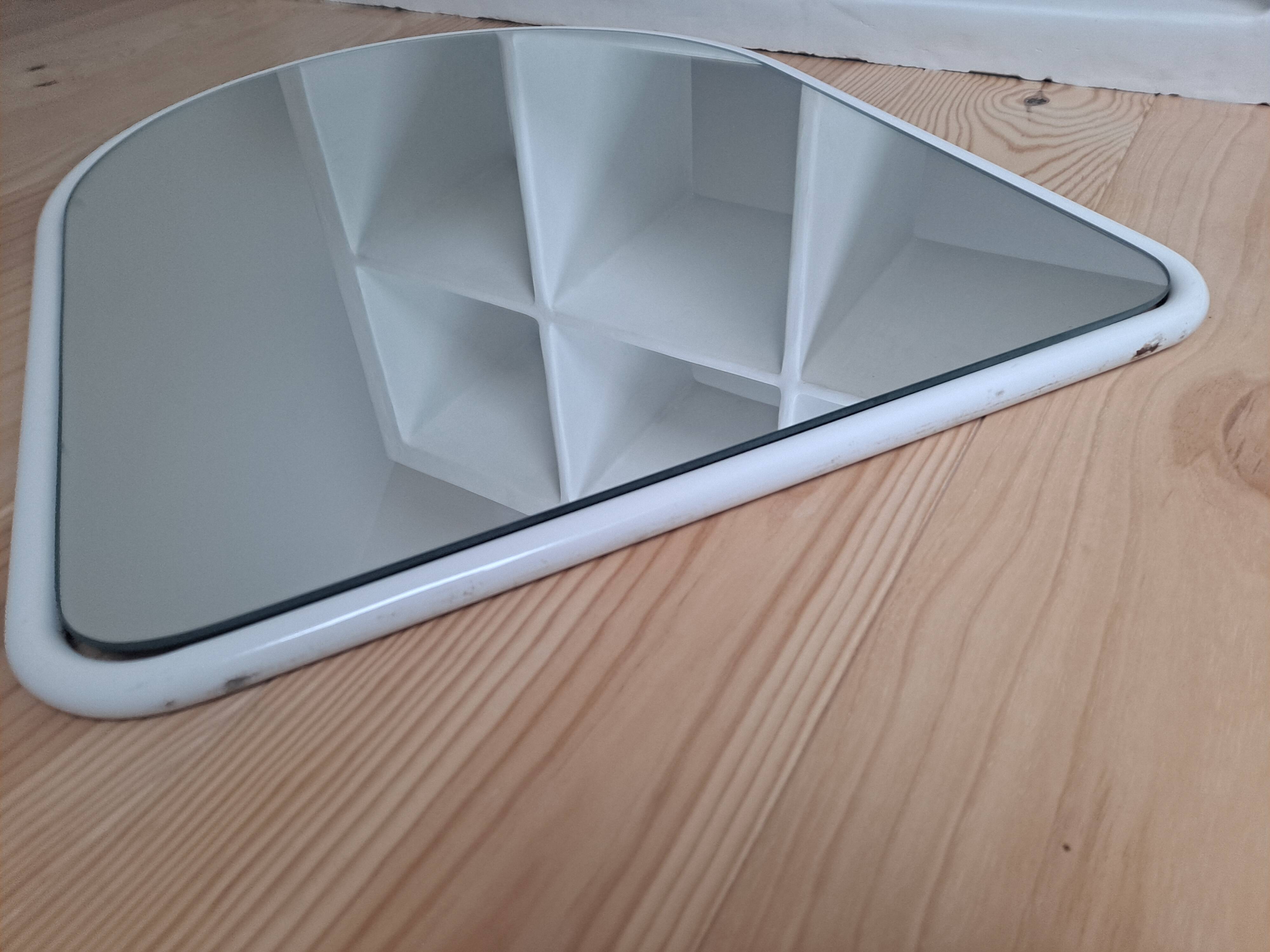 Arch mirror in white tubular steel frame from the 80s