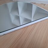 Arch mirror in white tubular steel frame from the 80s