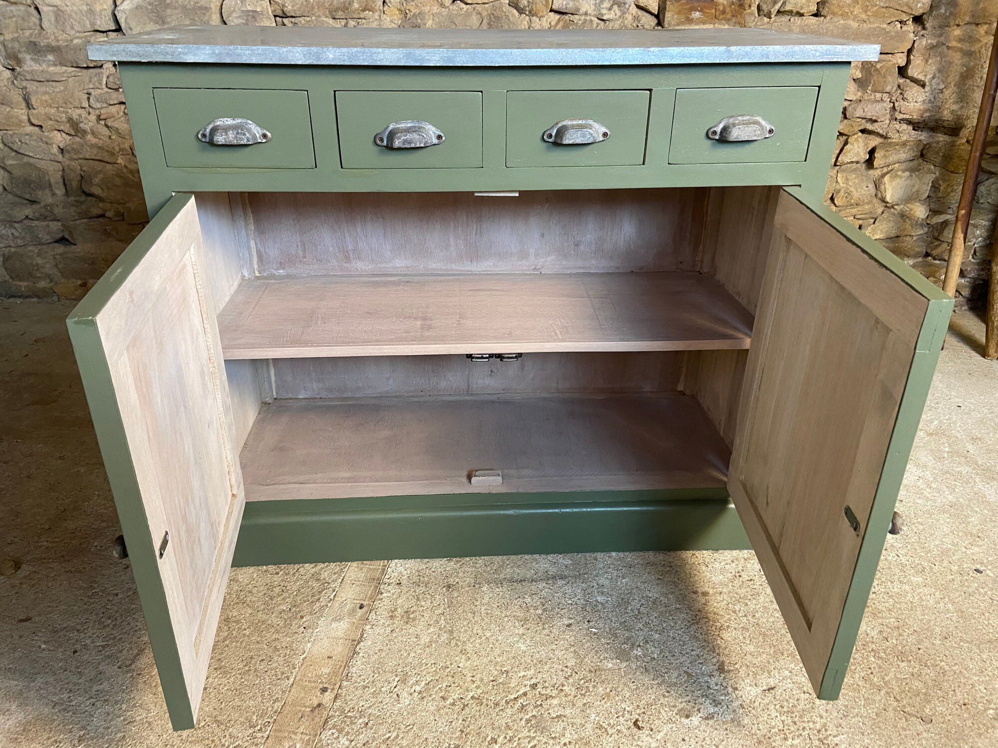 Green sideboard 4 drawers